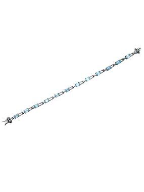 Blue Topaz Sterling Silver Chain Link Bracelet 7" MARKED!
